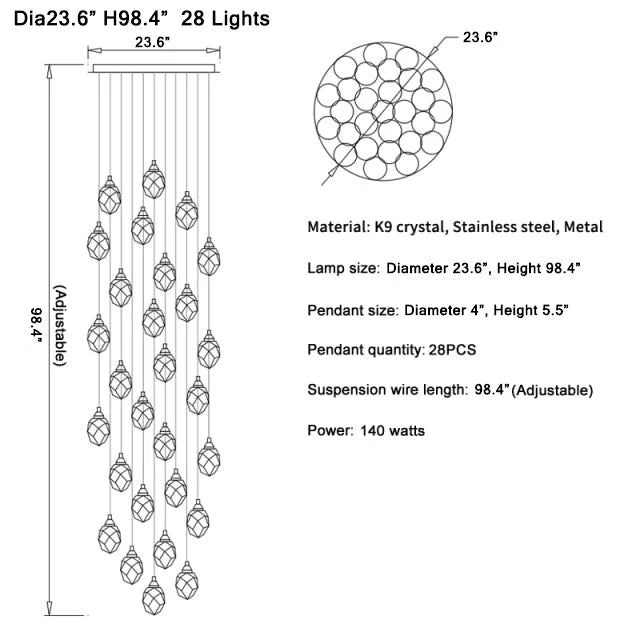 Weld Tremezzo Diamond Crystal Chandelier - Chandeliers | Lucera Lighting