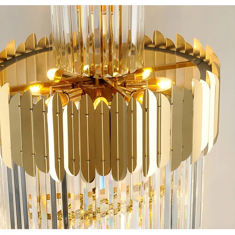Hawthorn Long Gold Modern Crystal Chandelier - Chandeliers | Lucera Lighting