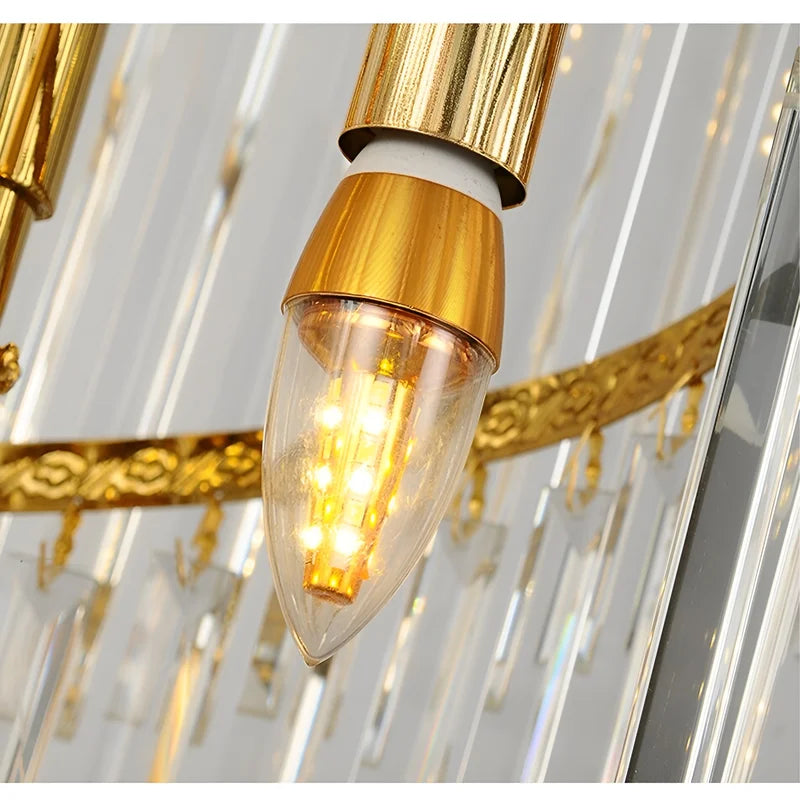 Hawthorn Long Gold Modern Crystal Chandelier - Chandeliers | Lucera Lighting