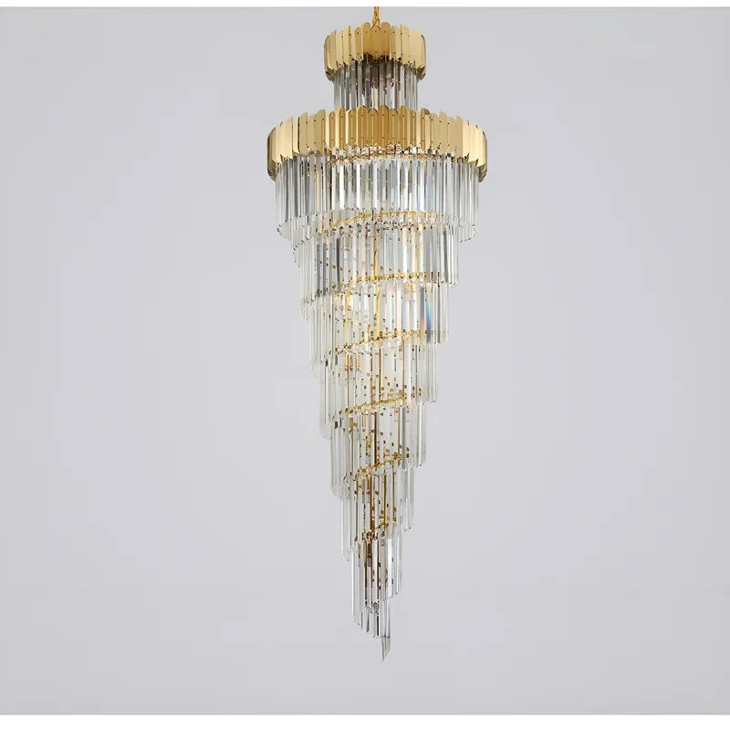Hawthorn Long Gold Modern Crystal Chandelier - Chandeliers | Lucera Lighting