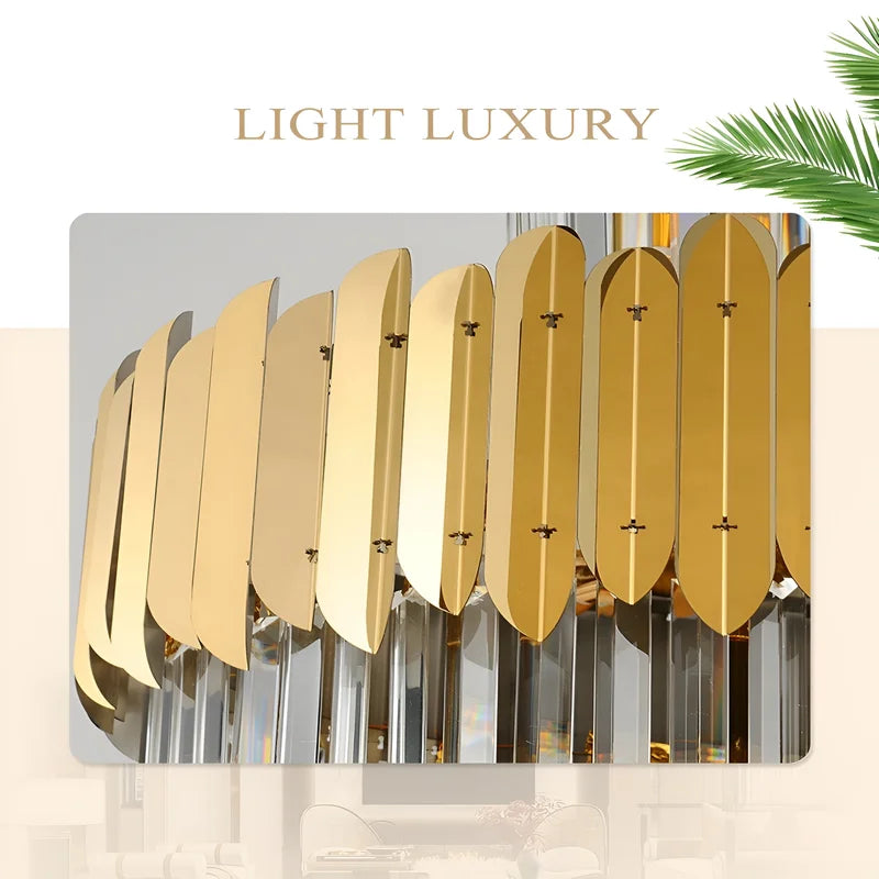 Hawthorn Long Gold Modern Crystal Chandelier - Chandeliers | Lucera Lighting