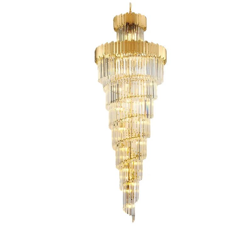 Hawthorn Long Gold Modern Crystal Chandelier - Chandeliers | Lucera Lighting