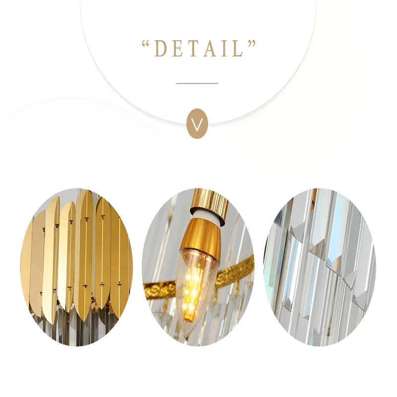 Hawthorn Long Gold Modern Crystal Chandelier - Chandeliers | Lucera Lighting