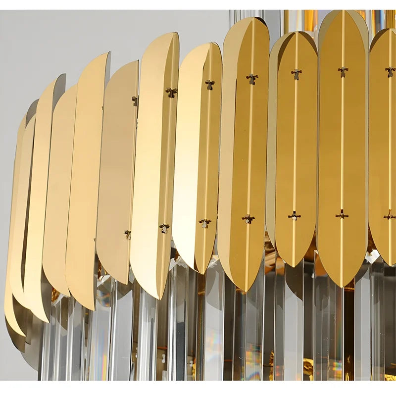 Hawthorn Long Gold Modern Crystal Chandelier - Chandeliers | Lucera Lighting