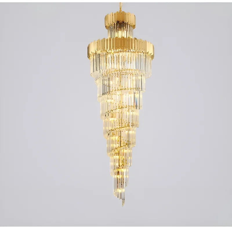 Hawthorn Long Gold Modern Crystal Chandelier - Chandeliers | Lucera Lighting