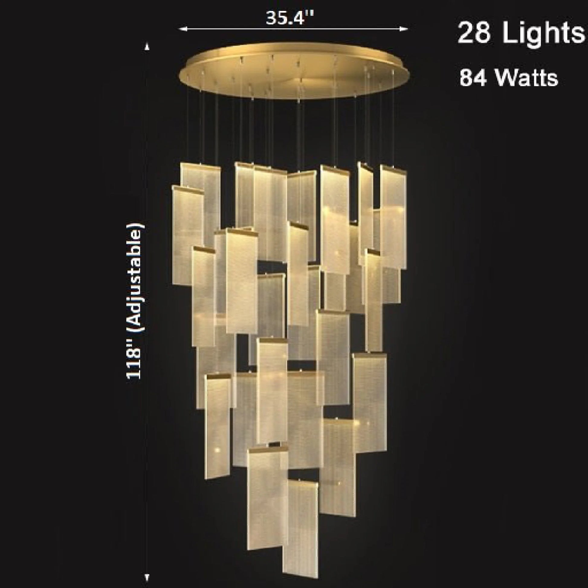 Onyx Gold Long Hanging Light Fixture - Chandeliers | Lucera Lighting