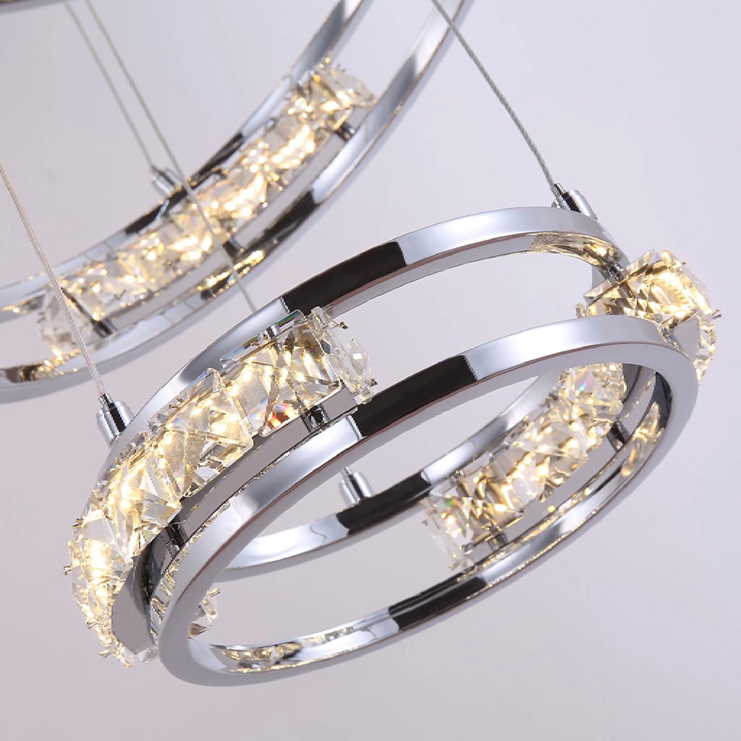 Bluebell Cascade Crystal Rings LED Chandelier - Pendant Lights | Lucera Lighting