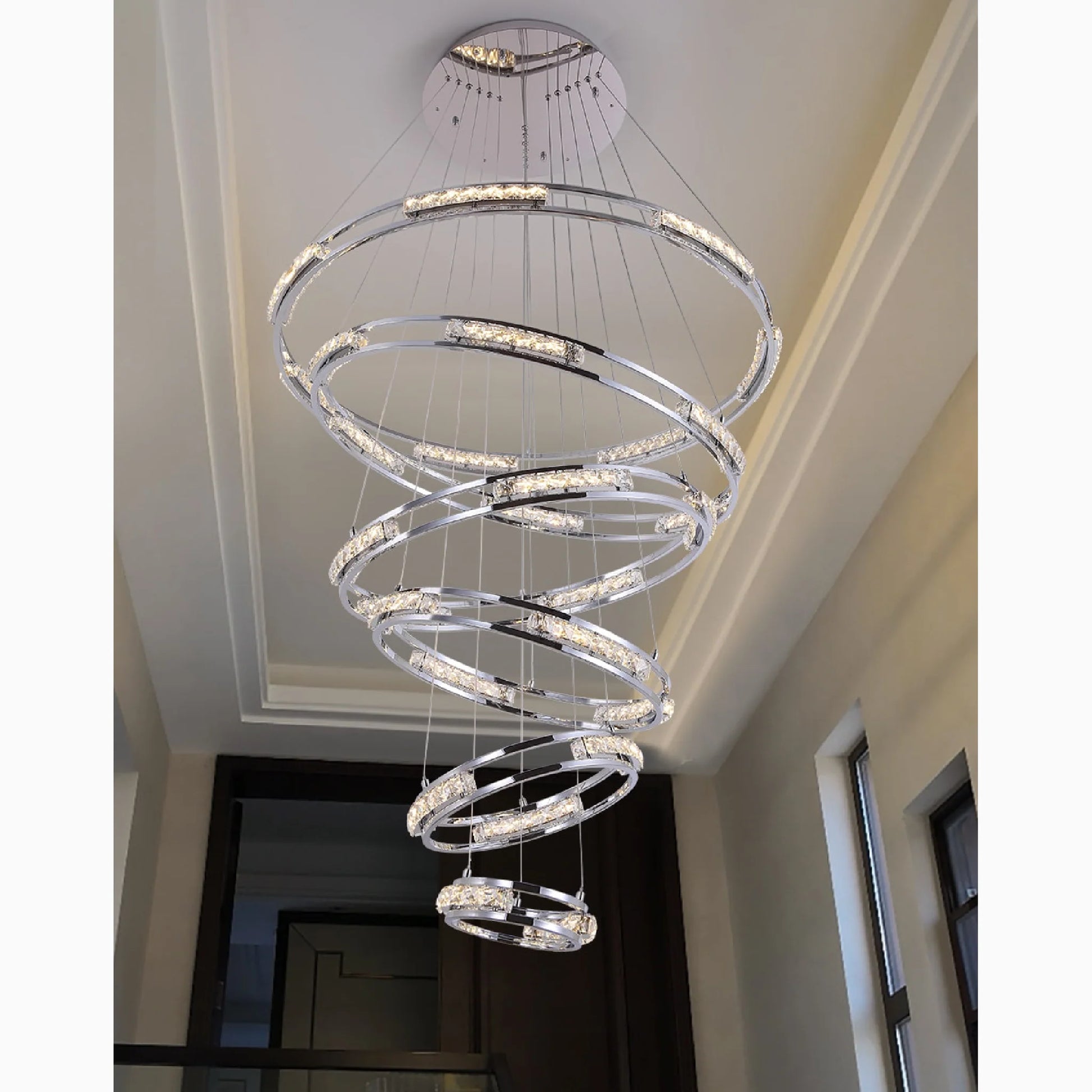 Bluebell Cascade Crystal Rings LED Chandelier - Pendant Lights | Lucera Lighting