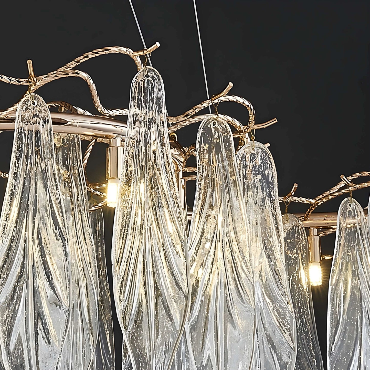 Ull Gold Rectangle Modern LED Hanging Chandelier - Chandeliers | Lucera Lighting