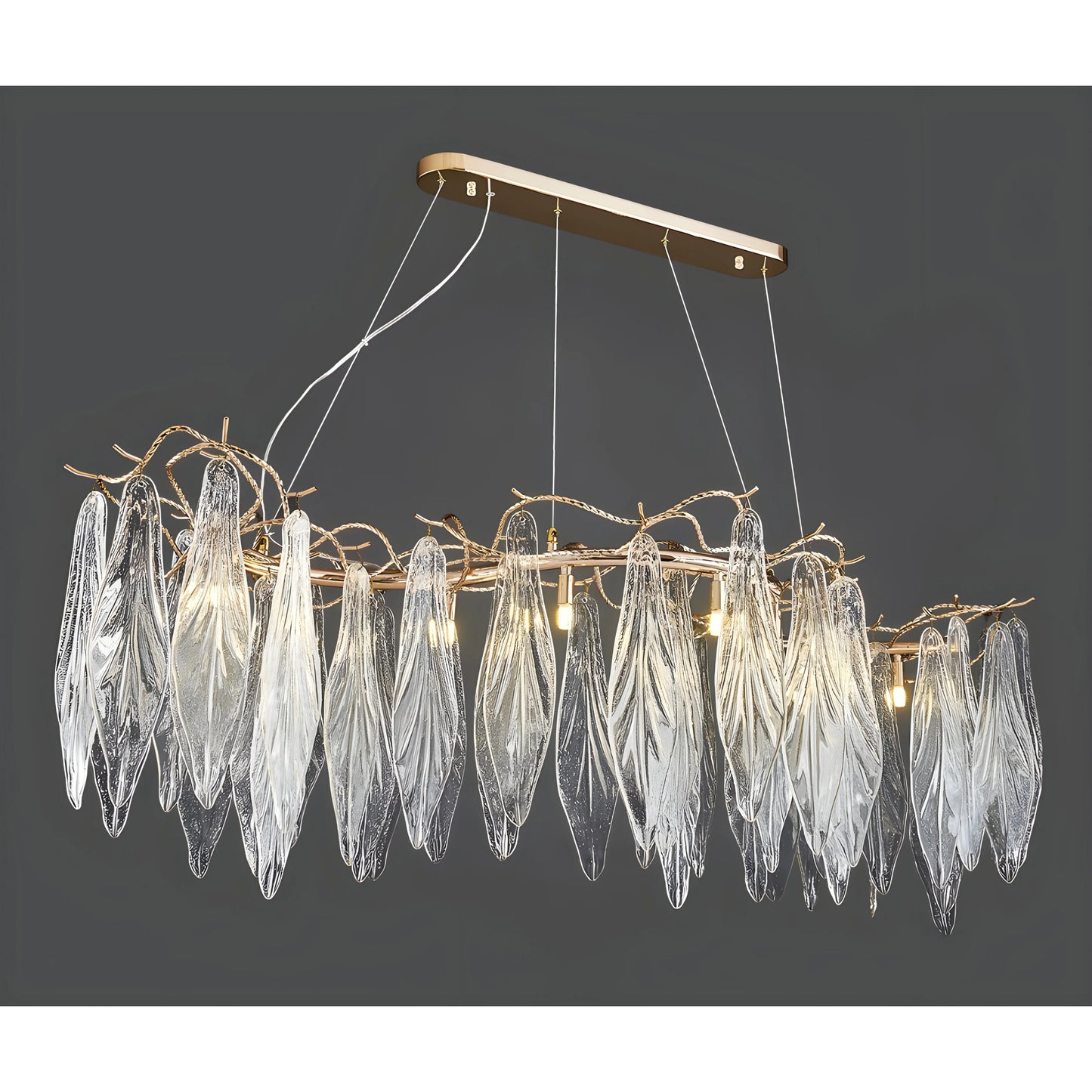 Ull Gold Rectangle Modern LED Hanging Chandelier - Chandeliers | Lucera Lighting