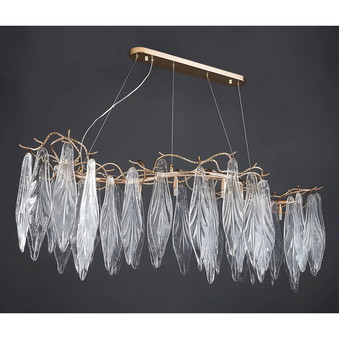 Ull Gold Rectangle Modern LED Hanging Chandelier - Chandeliers | Lucera Lighting