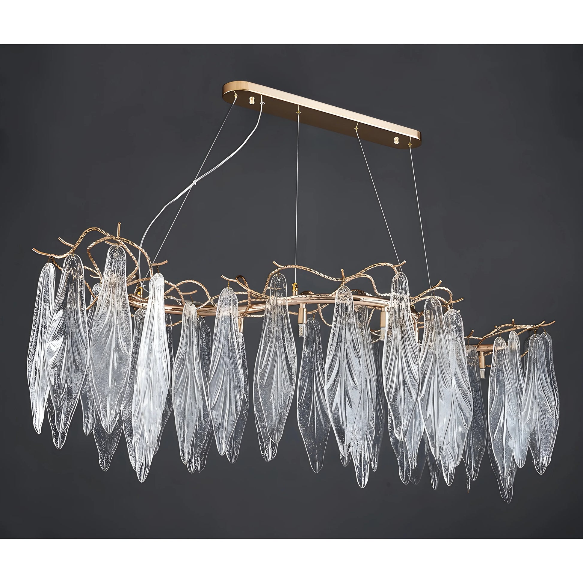 Ull Gold Rectangle Modern LED Hanging Chandelier - Chandeliers | Lucera Lighting