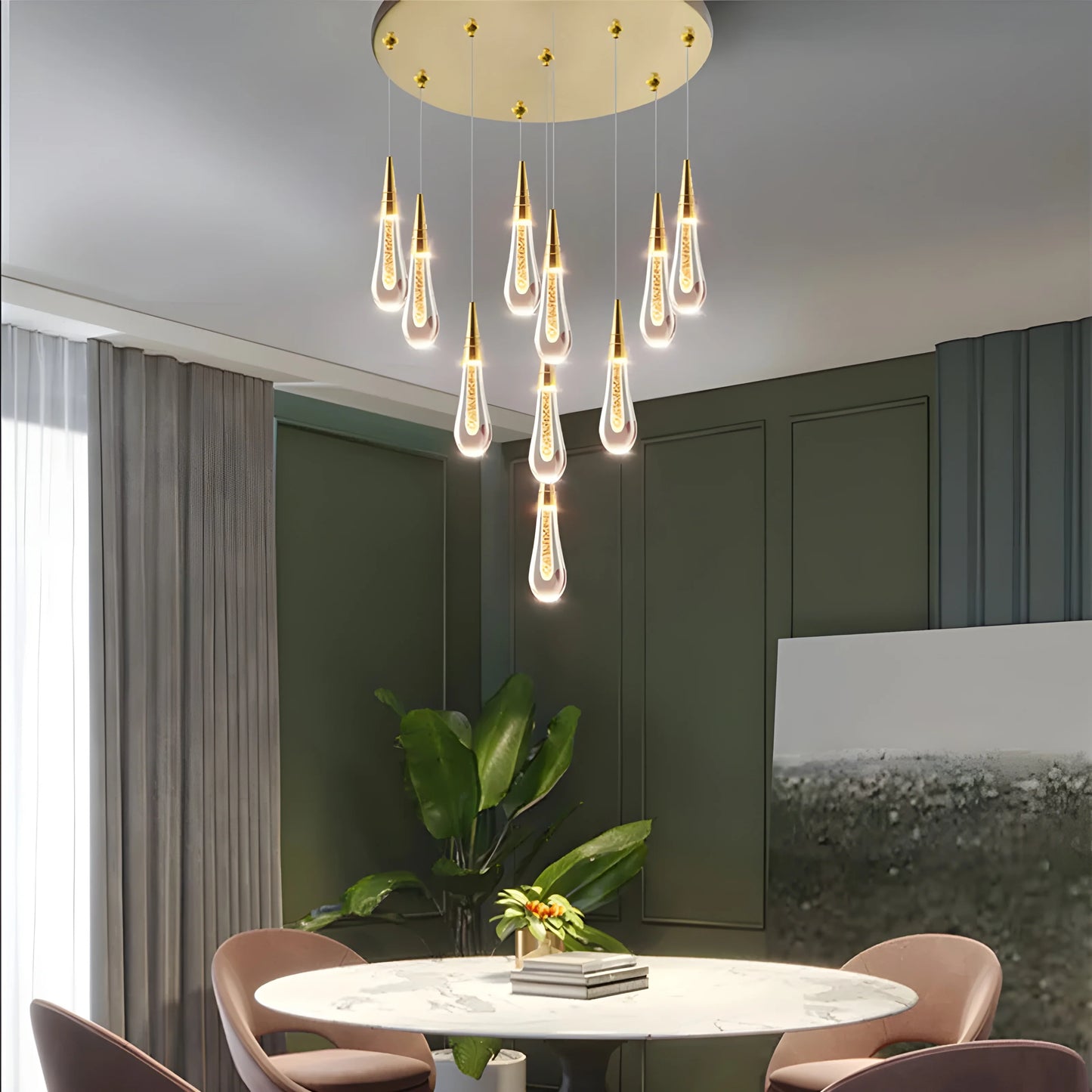 Blackthorn Water Drop Crystal Chandelier - Pendant Lights | Lucera Lighting