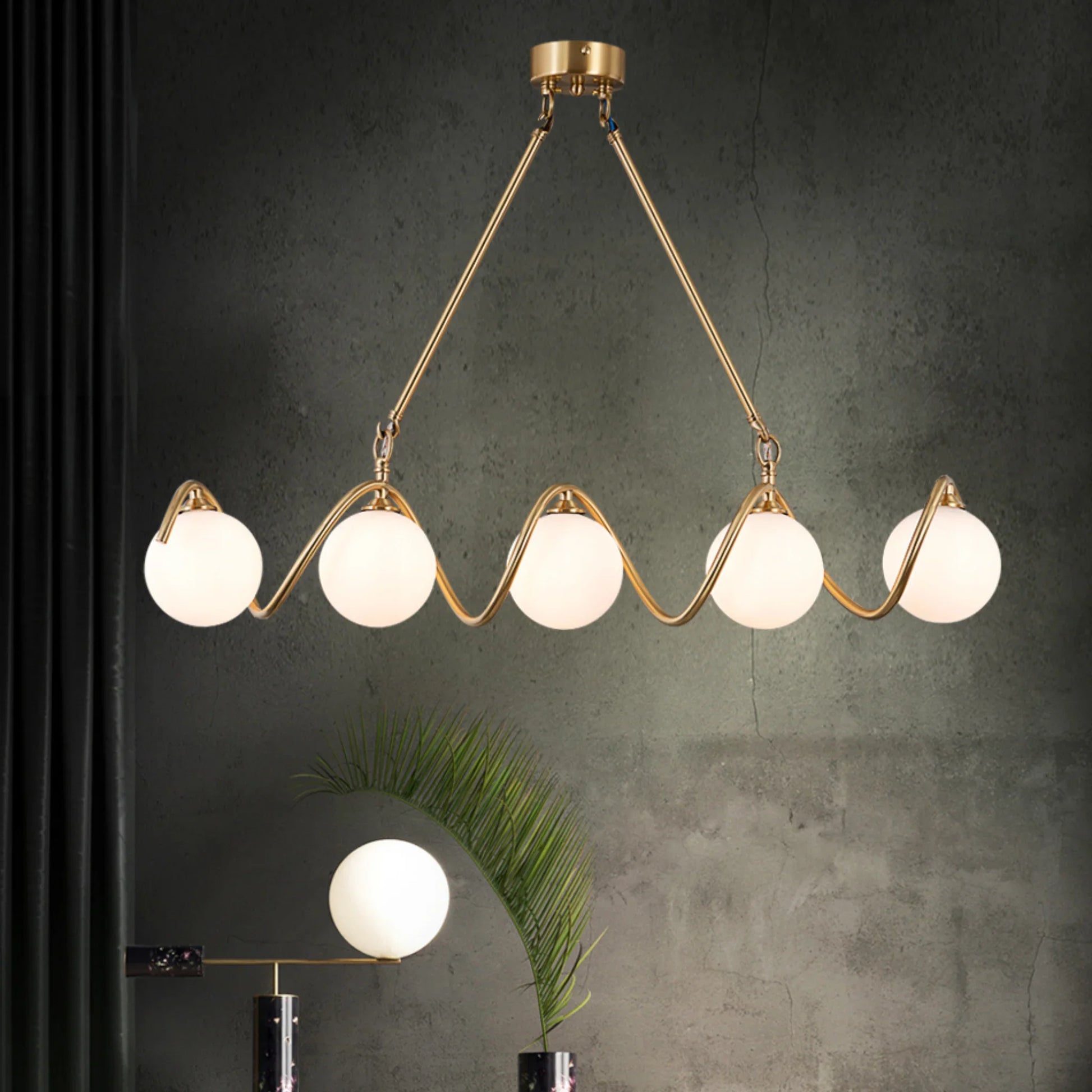 Verdandi Gold Copper Glass Chandelier for Dining Room - Chandeliers | Lucera Lighting