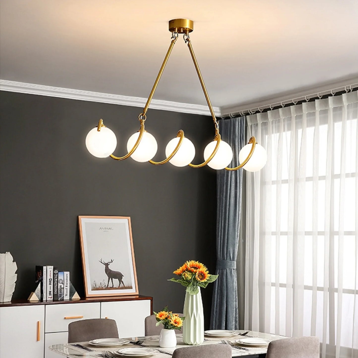 Verdandi Gold Copper Glass Chandelier for Dining Room - Chandeliers | Lucera Lighting