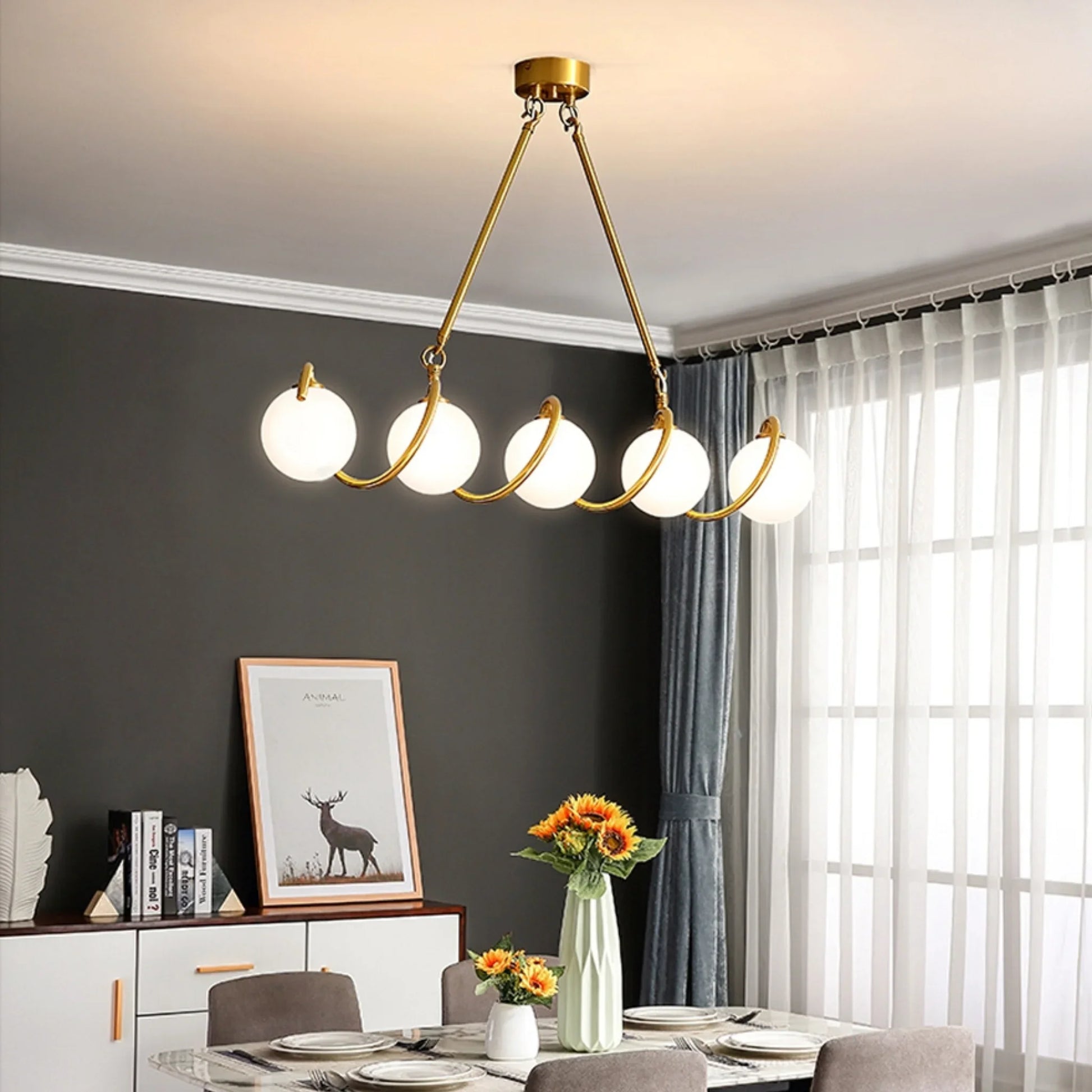 Verdandi Gold Copper Glass Chandelier for Dining Room - Chandeliers | Lucera Lighting
