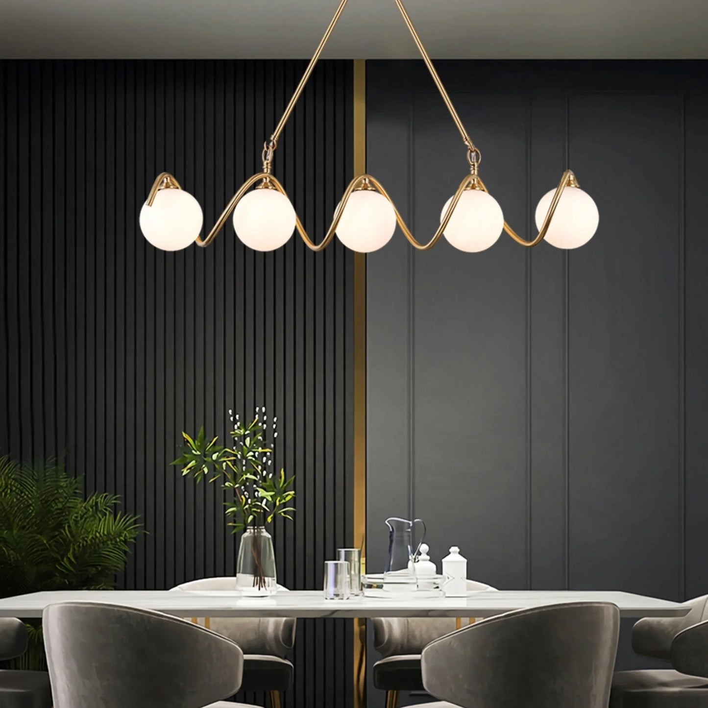 Verdandi Gold Copper Glass Chandelier for Dining Room - Chandeliers | Lucera Lighting