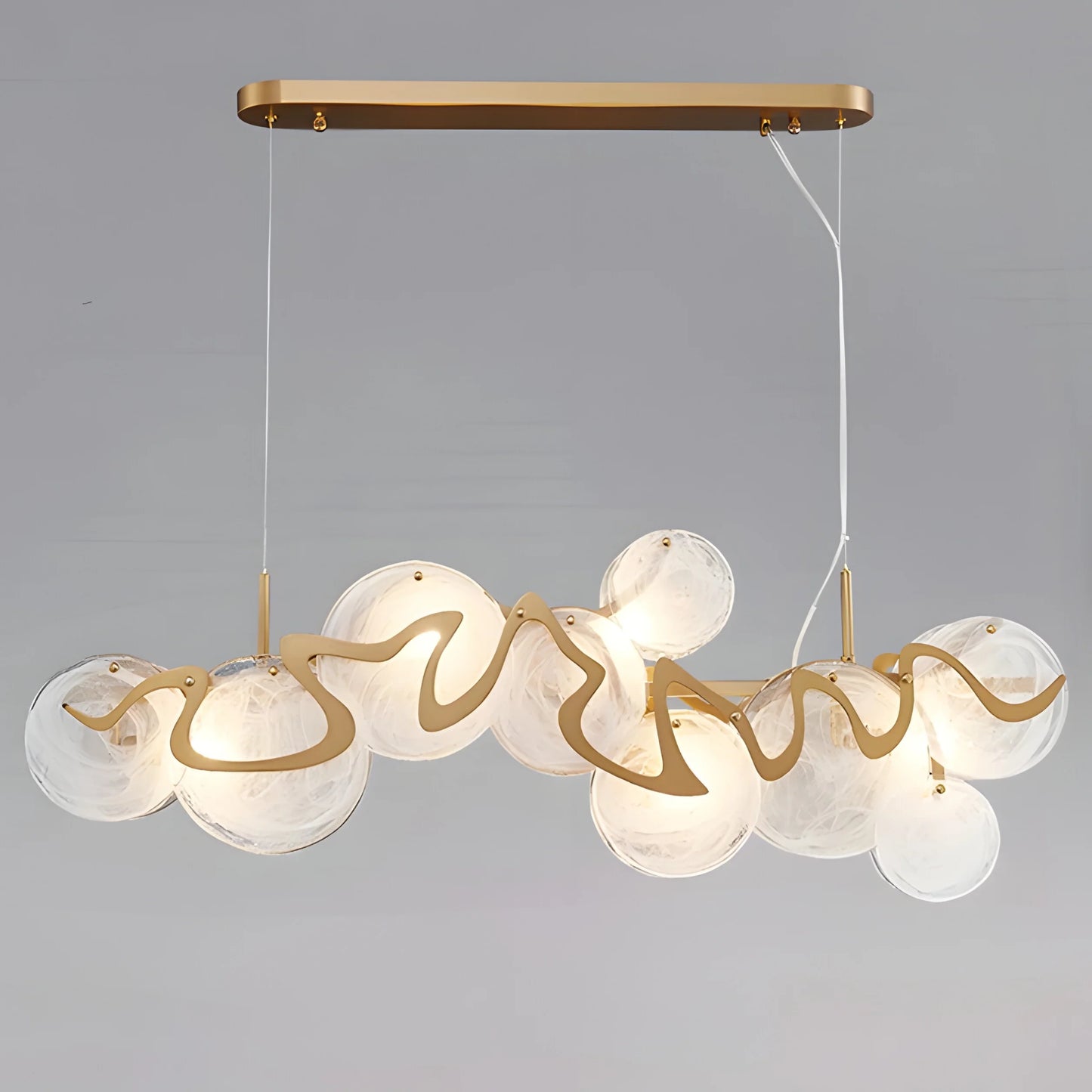 Calmo Modern Gold Glass Rectangle Chandelier - Chandeliers | Lucera Lighting