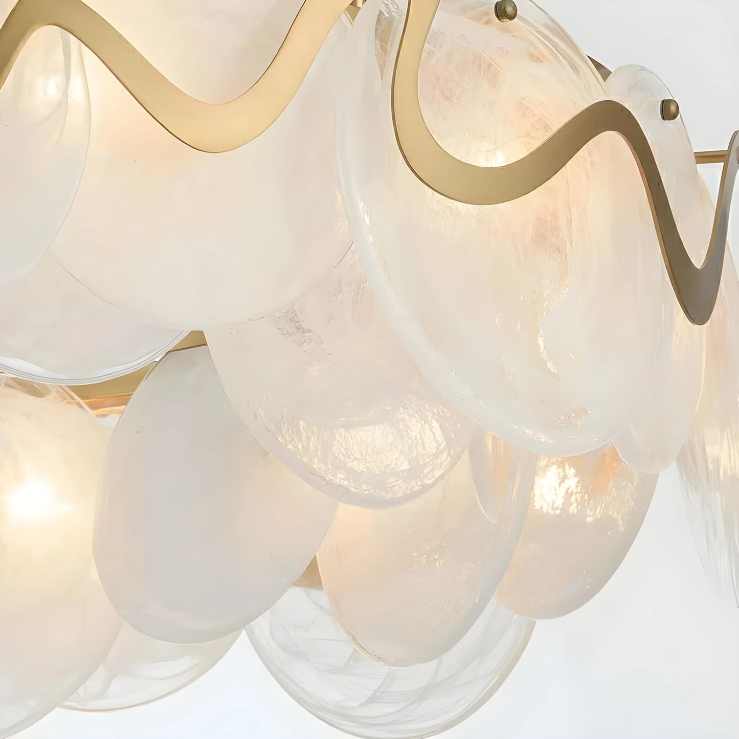 Calmo Modern Gold Glass Rectangle Chandelier - Chandeliers | Lucera Lighting