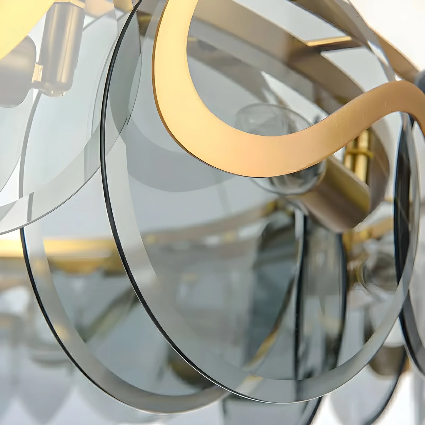 Calmo Modern Gold Glass Rectangle Chandelier - Chandeliers | Lucera Lighting