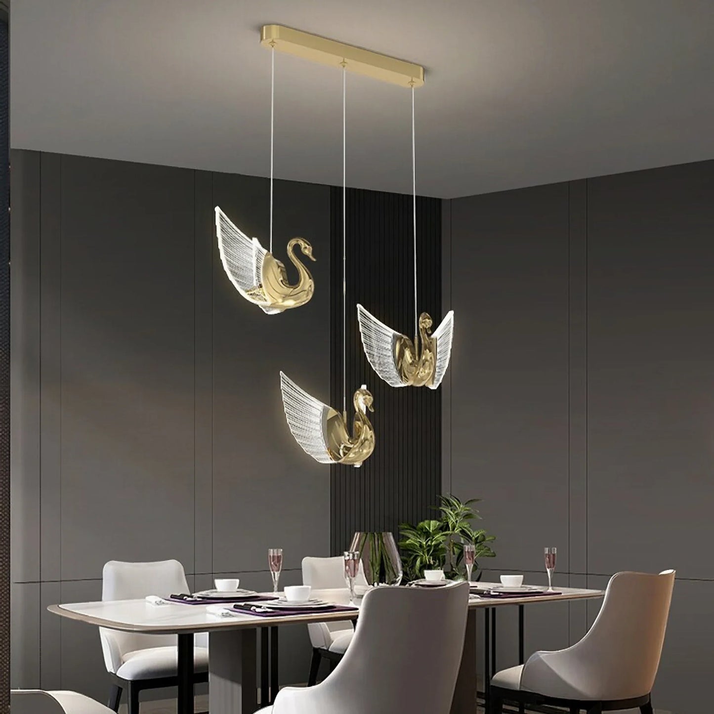 Swan Design Gold Chandelier by Lucera - Chandeliers | Lucera Lighting