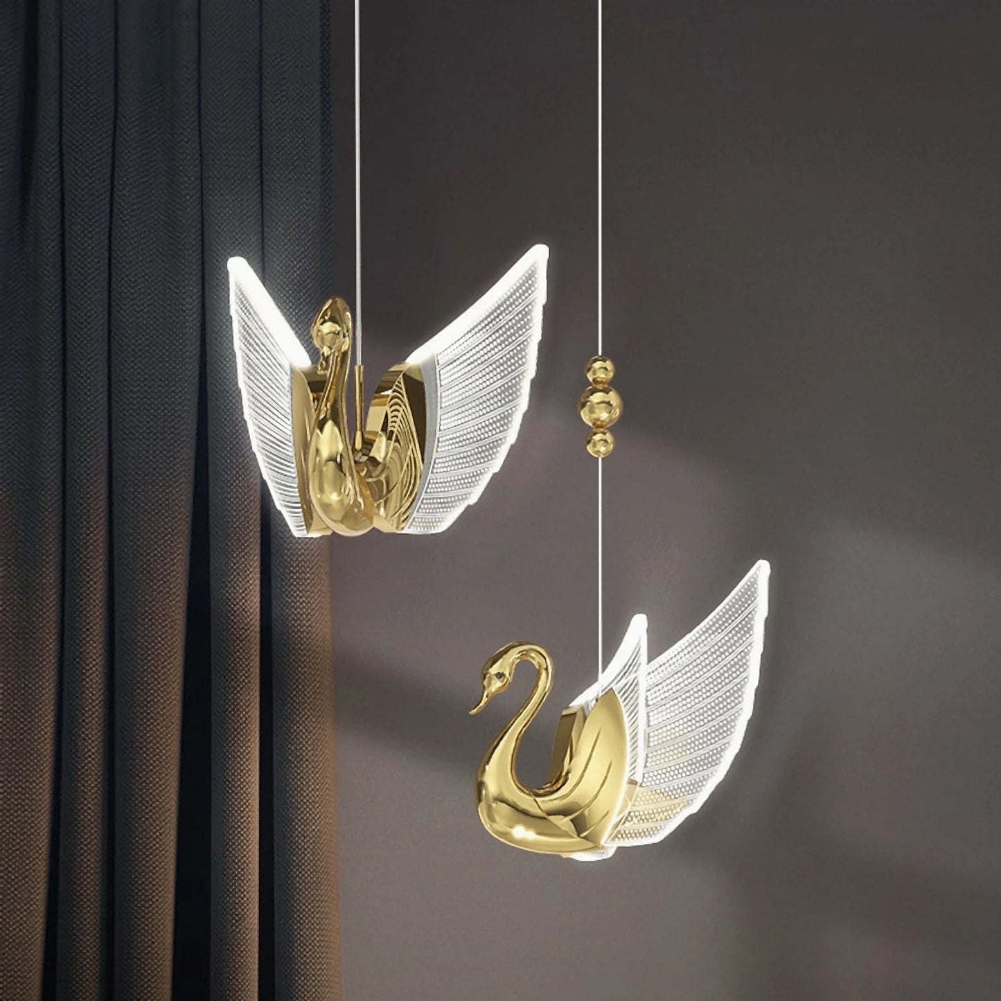 Swan Design Gold Chandelier by Lucera - Chandeliers | Lucera Lighting