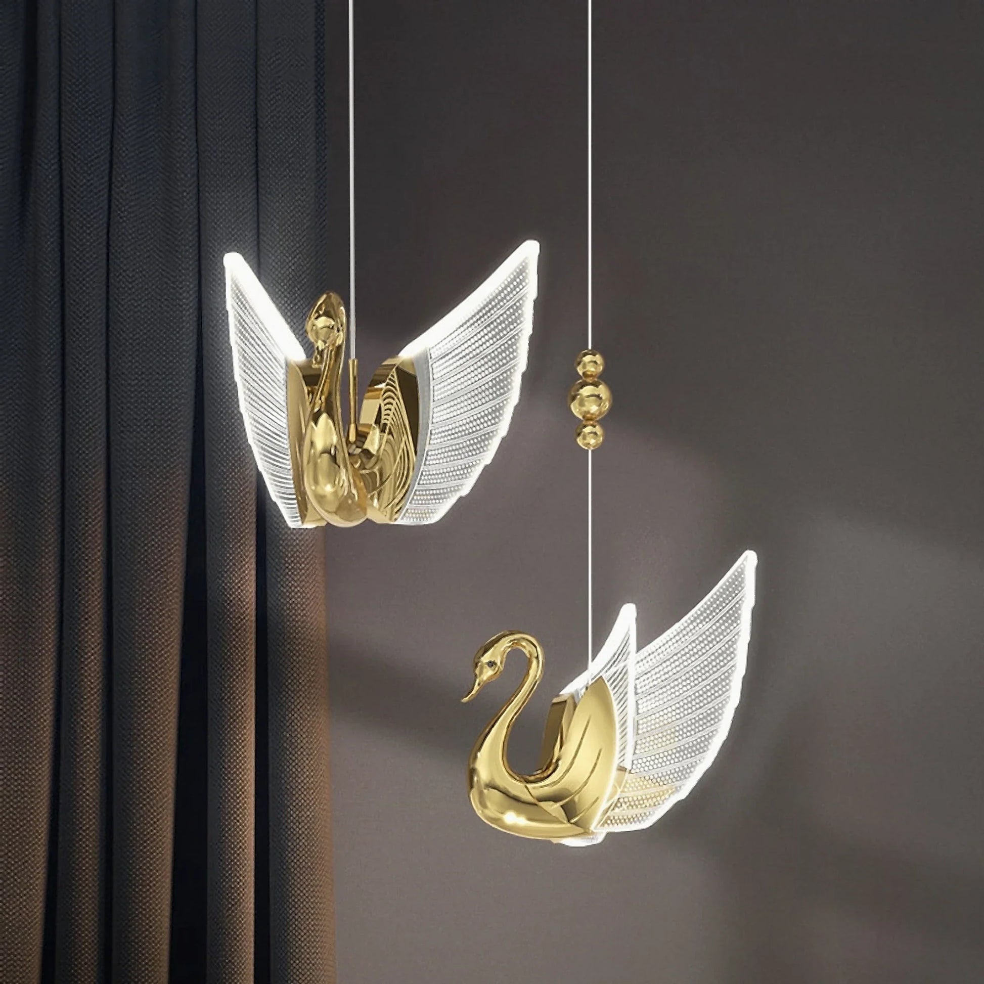 Swan Design Gold Chandelier by Lucera - Chandeliers | Lucera Lighting