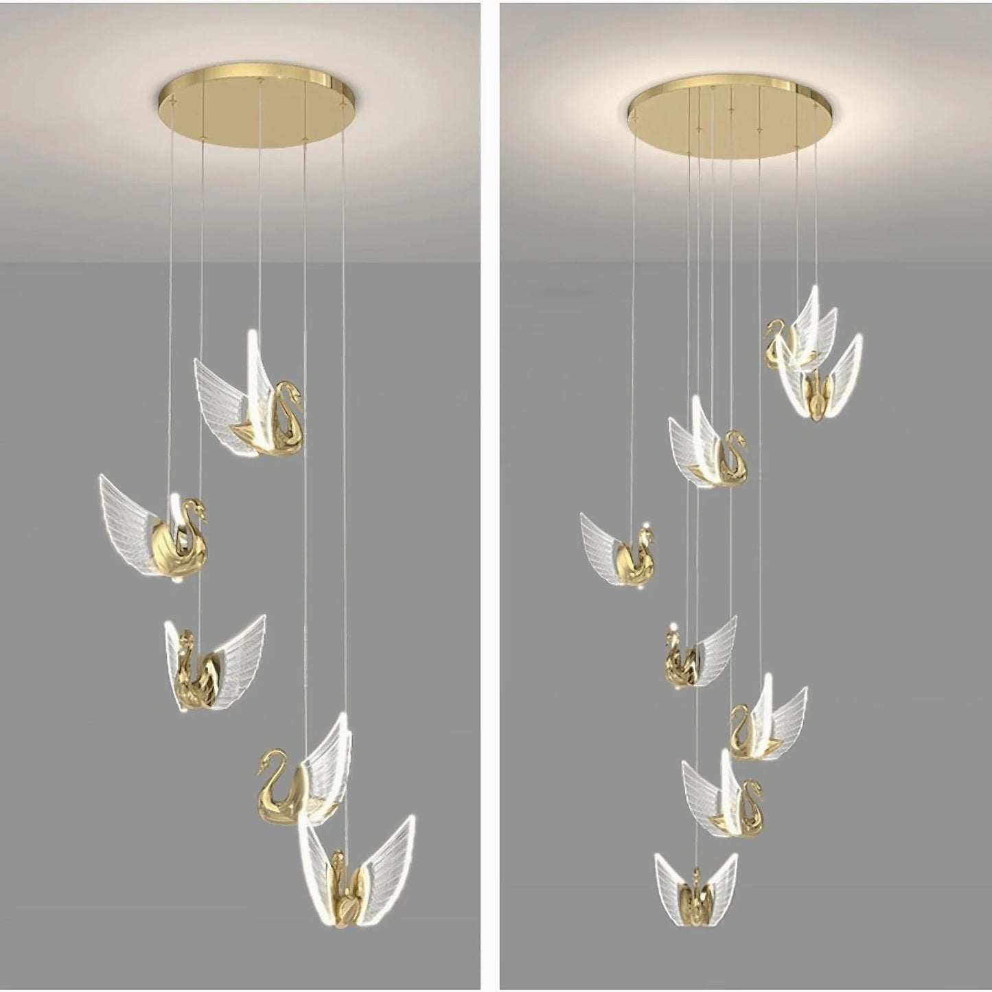 Swan Design Gold Chandelier by Lucera - Chandeliers | Lucera Lighting