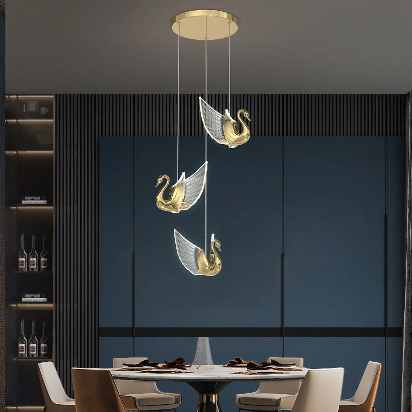 Swan Design Gold Chandelier by Lucera - Chandeliers | Lucera Lighting