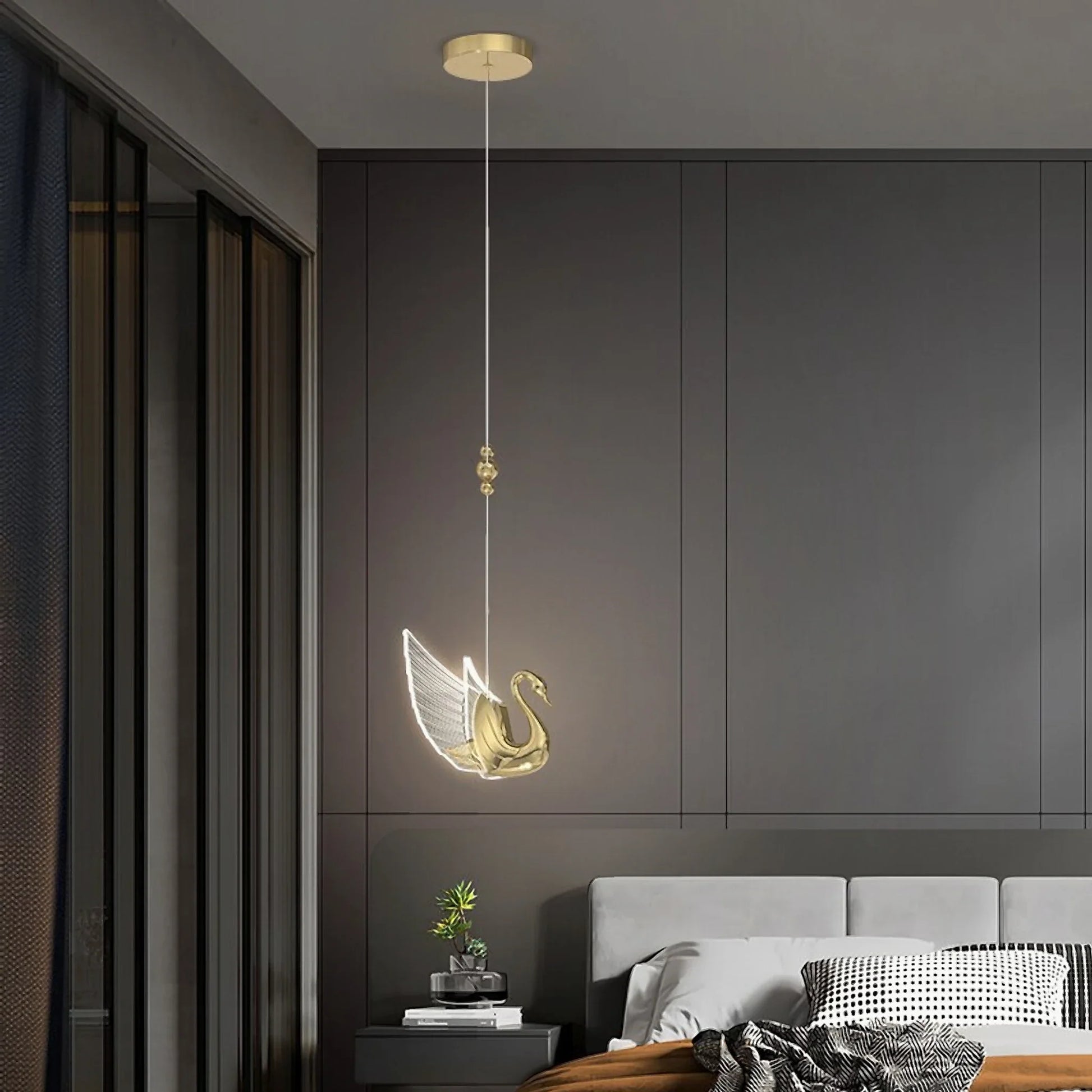 Swan Design Gold Chandelier by Lucera - Chandeliers | Lucera Lighting