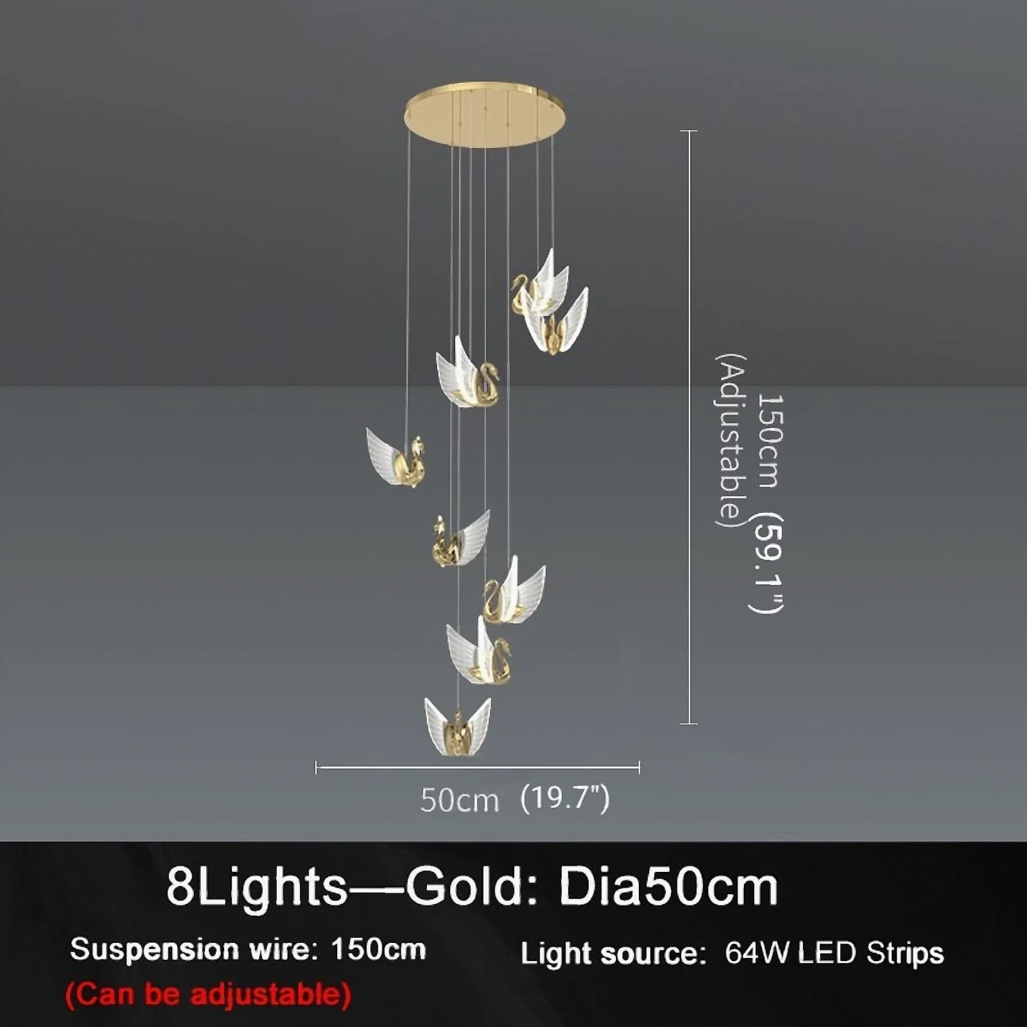 Swan Design Gold Chandelier by Lucera - Chandeliers | Lucera Lighting