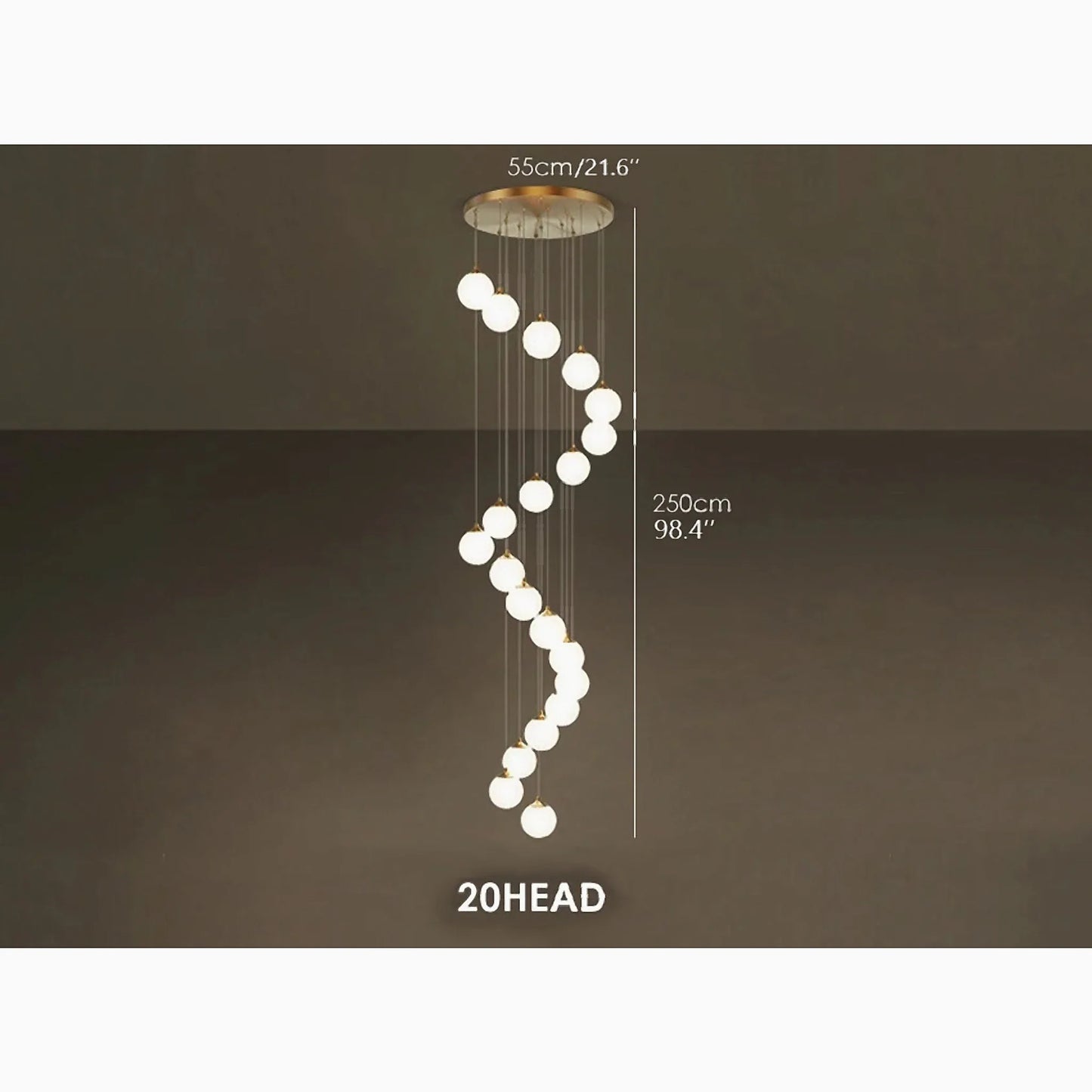 Bluff Copper Ball Staircase Chandelier - Chandeliers | Lucera Lighting