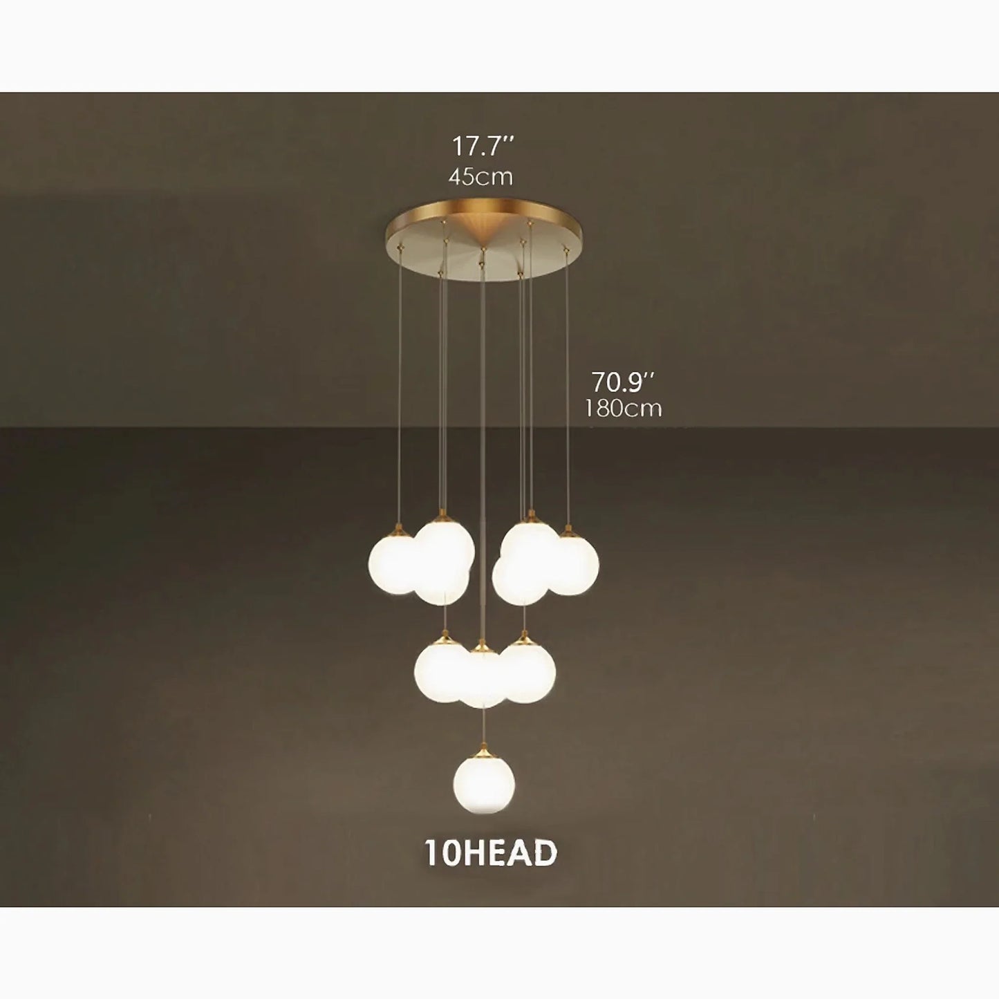 Bluff Copper Ball Staircase Chandelier - Chandeliers | Lucera Lighting
