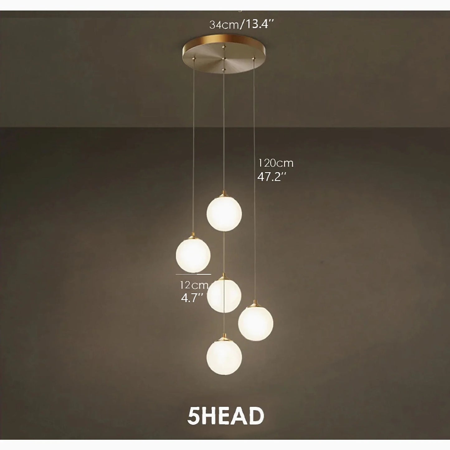 Bluff Copper Ball Staircase Chandelier - Chandeliers | Lucera Lighting