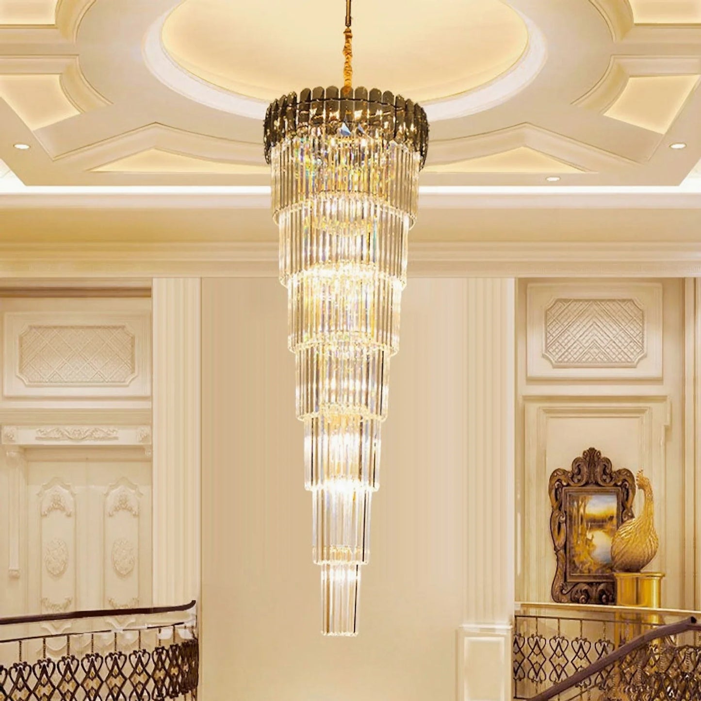 Cliff Royal Long Crystal Chandelier for Staircase - Chandeliers | Lucera Lighting