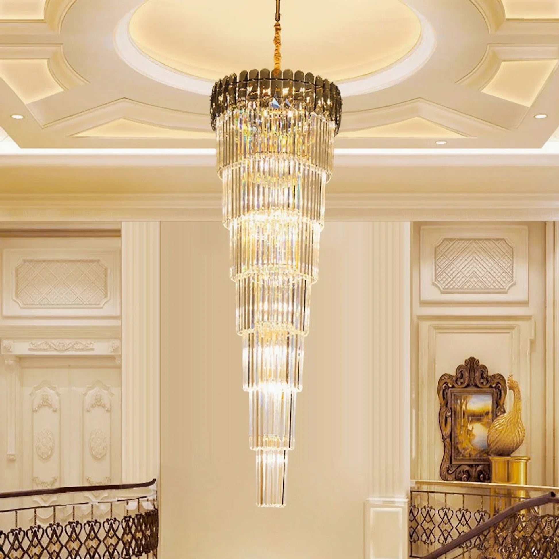 Cliff Royal Long Crystal Chandelier for Staircase - Chandeliers | Lucera Lighting