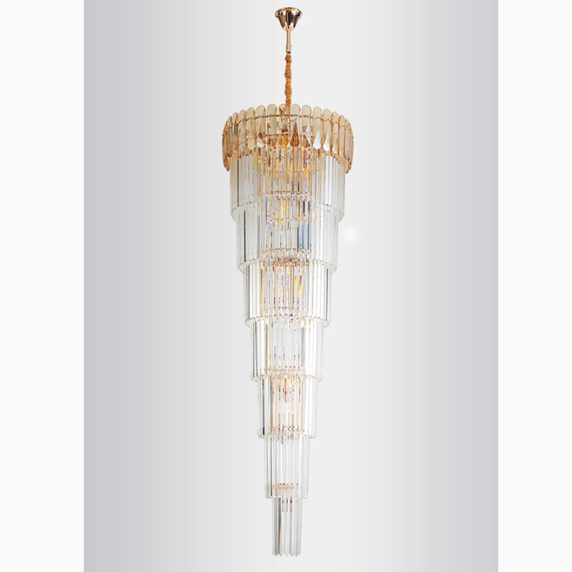 Cliff Royal Long Crystal Chandelier for Staircase - Chandeliers | Lucera Lighting
