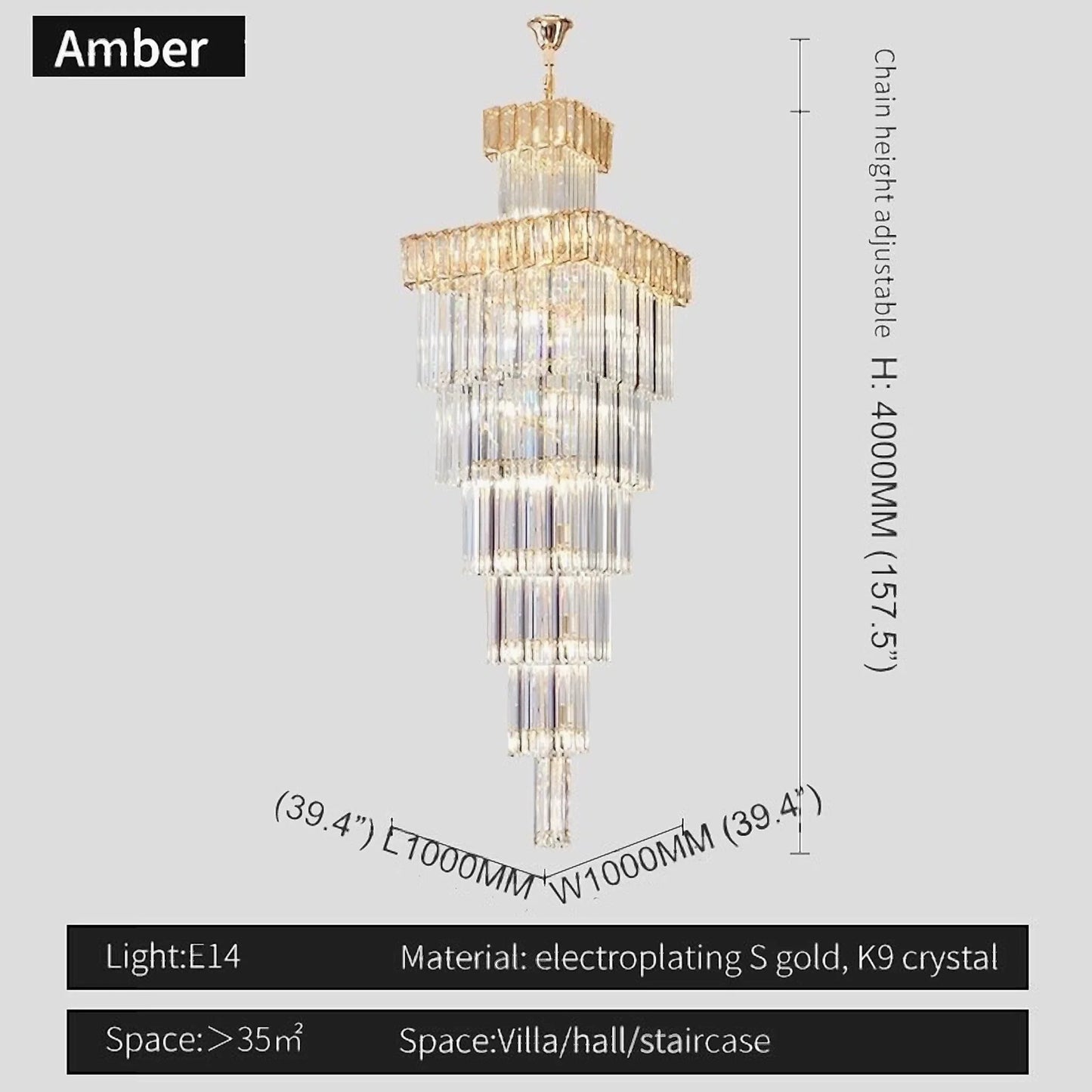 Sorrel Villa Crystal Staircase Chandelier - Chandeliers | Lucera Lighting
