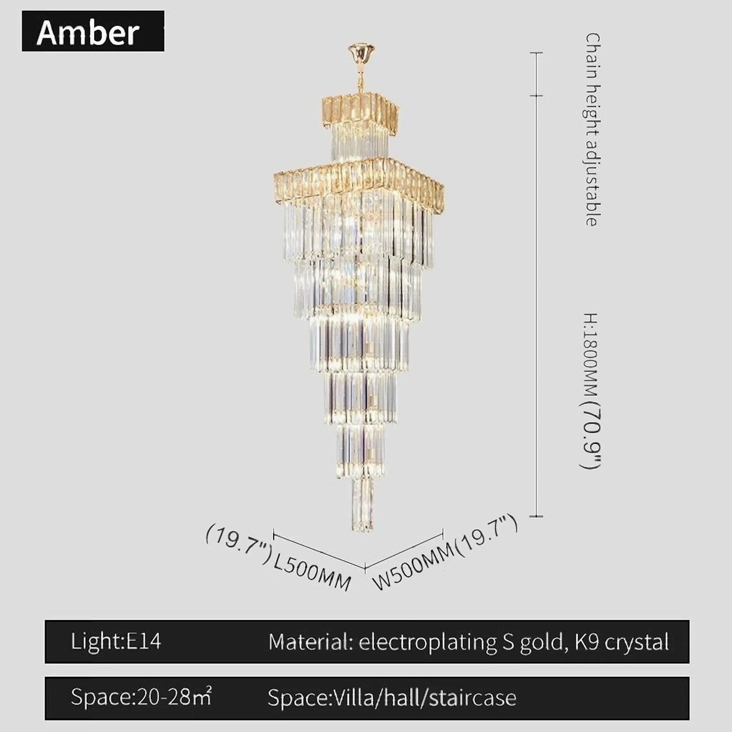 Sorrel Villa Crystal Staircase Chandelier - Chandeliers | Lucera Lighting