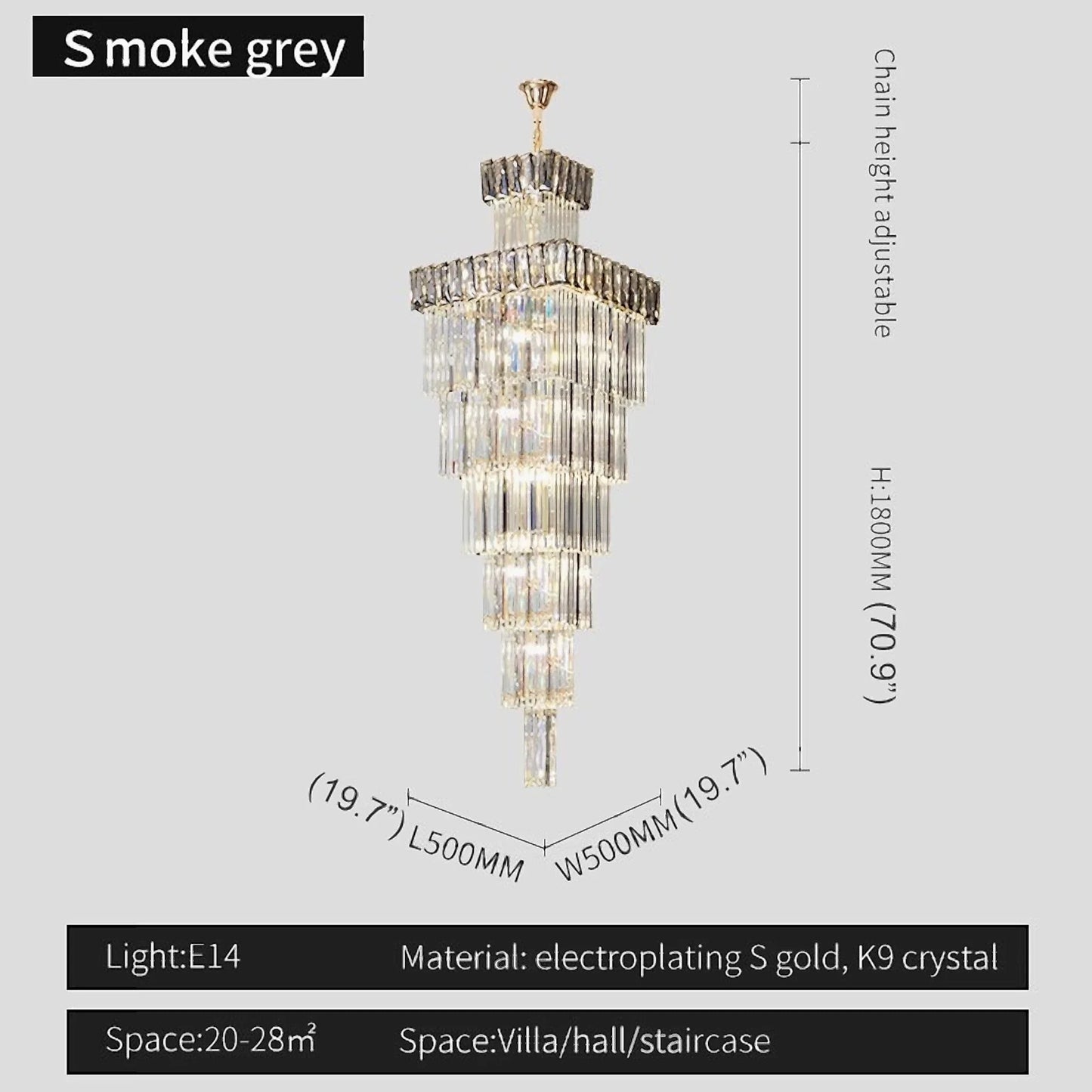 Sorrel Villa Crystal Staircase Chandelier - Chandeliers | Lucera Lighting