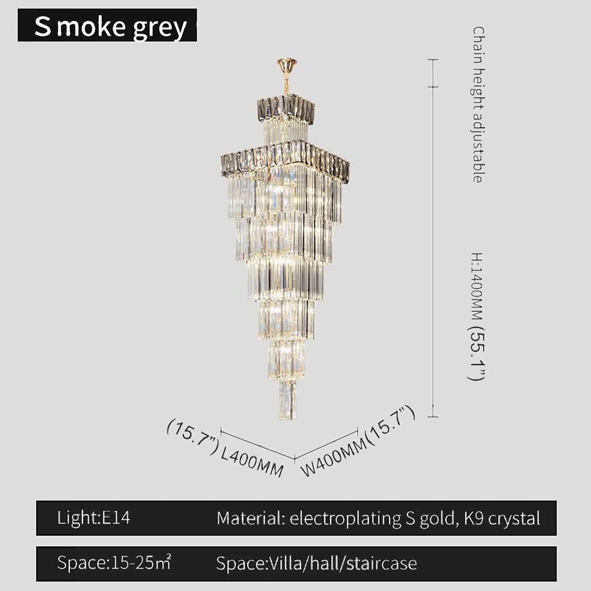 Sorrel Villa Crystal Staircase Chandelier - Chandeliers | Lucera Lighting