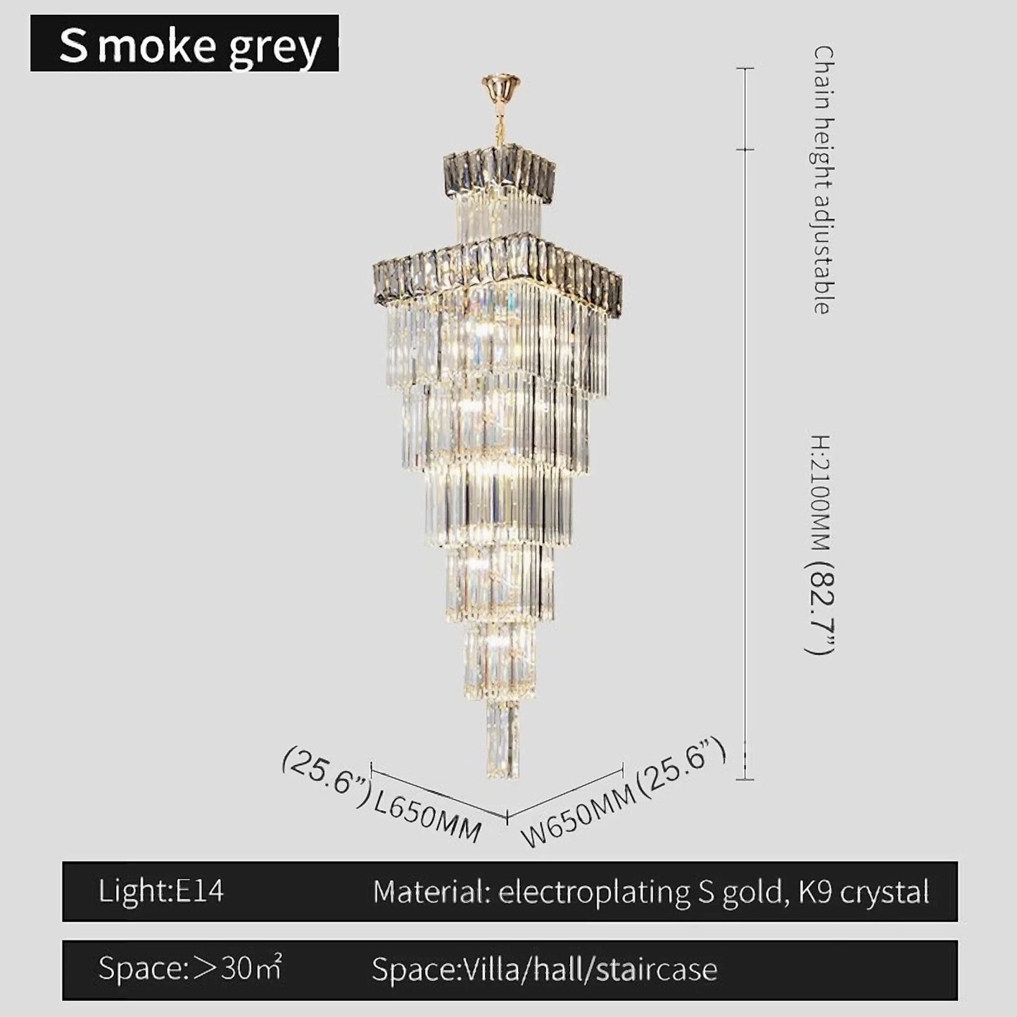 Sorrel Villa Crystal Staircase Chandelier - Chandeliers | Lucera Lighting
