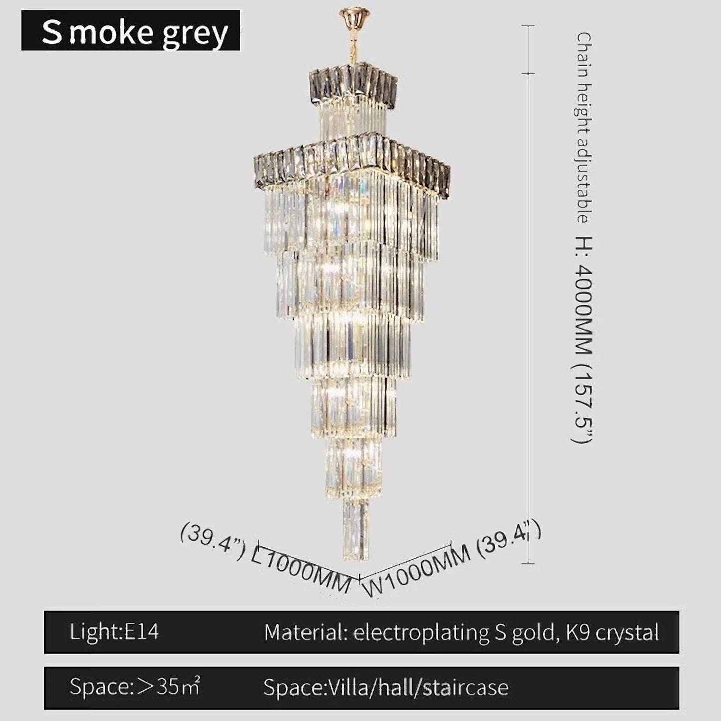 Sorrel Villa Crystal Staircase Chandelier - Chandeliers | Lucera Lighting