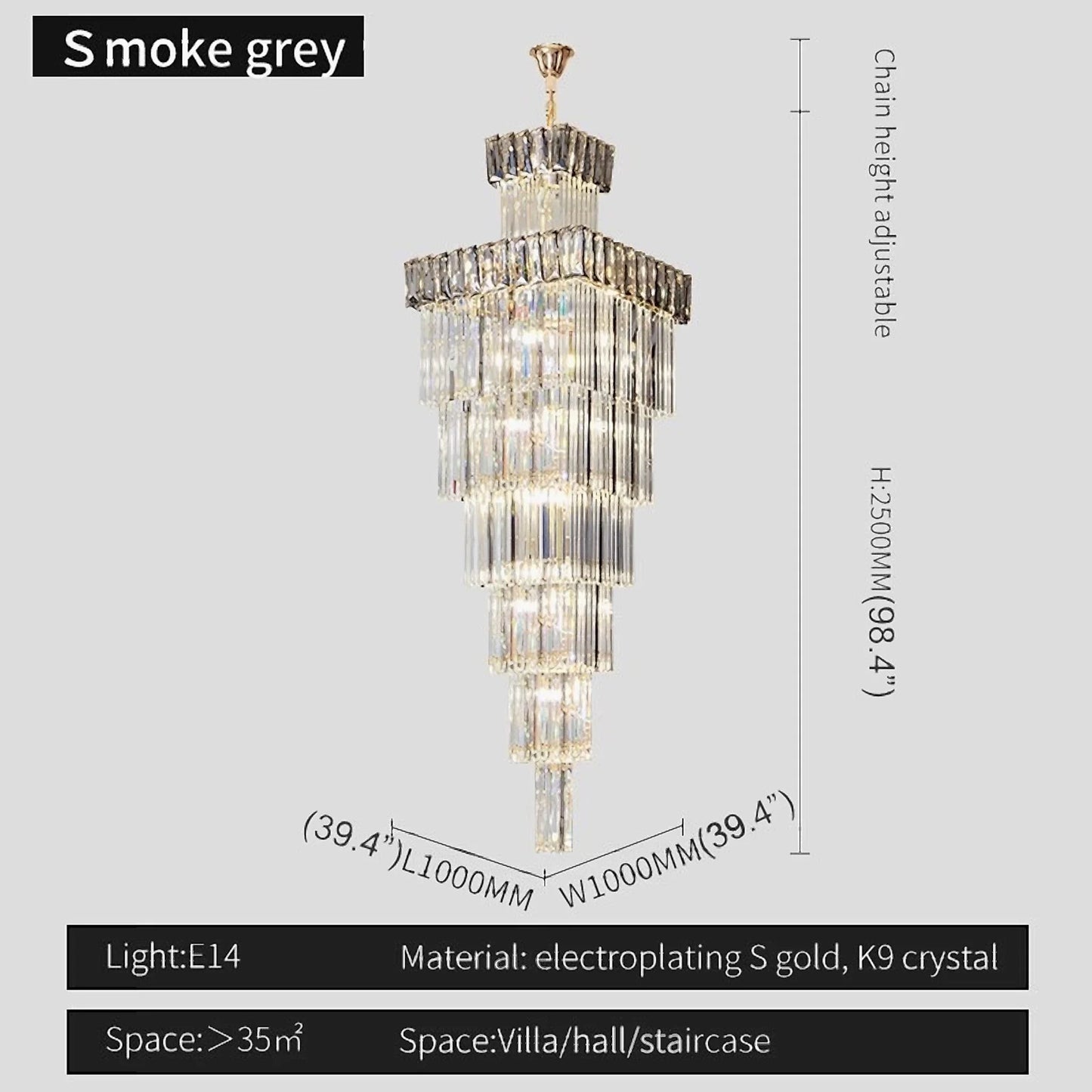 Sorrel Villa Crystal Staircase Chandelier - Chandeliers | Lucera Lighting