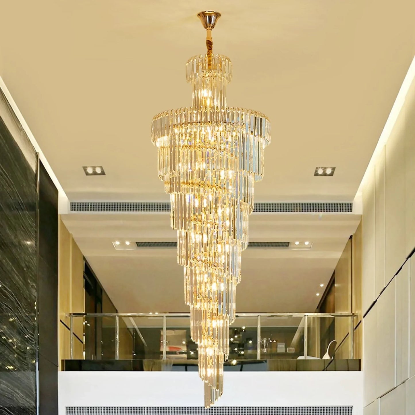 Elderflower Crystal Staircase Chandelier - Chandeliers | Lucera Lighting