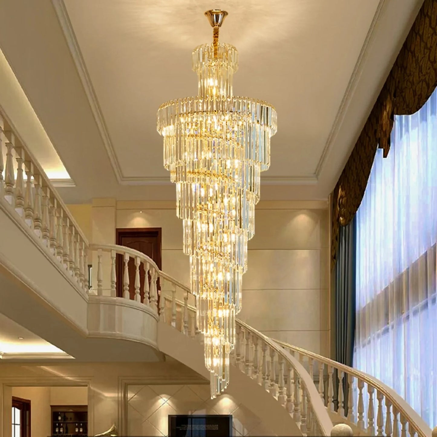 Elderflower Crystal Staircase Chandelier - Chandeliers | Lucera Lighting
