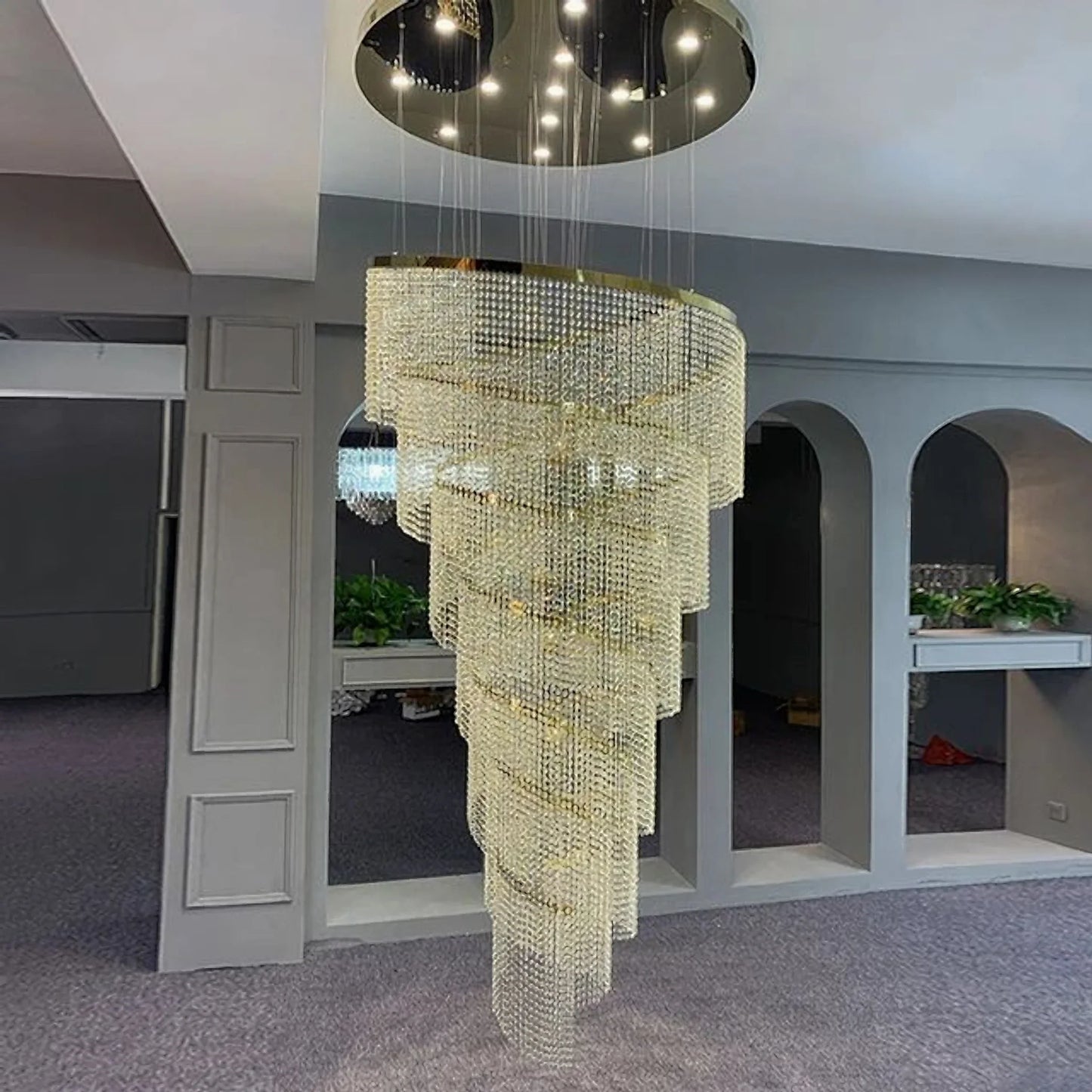 Tarn Crystal Circular Spiral Chandelier - Chandeliers | Lucera Lighting
