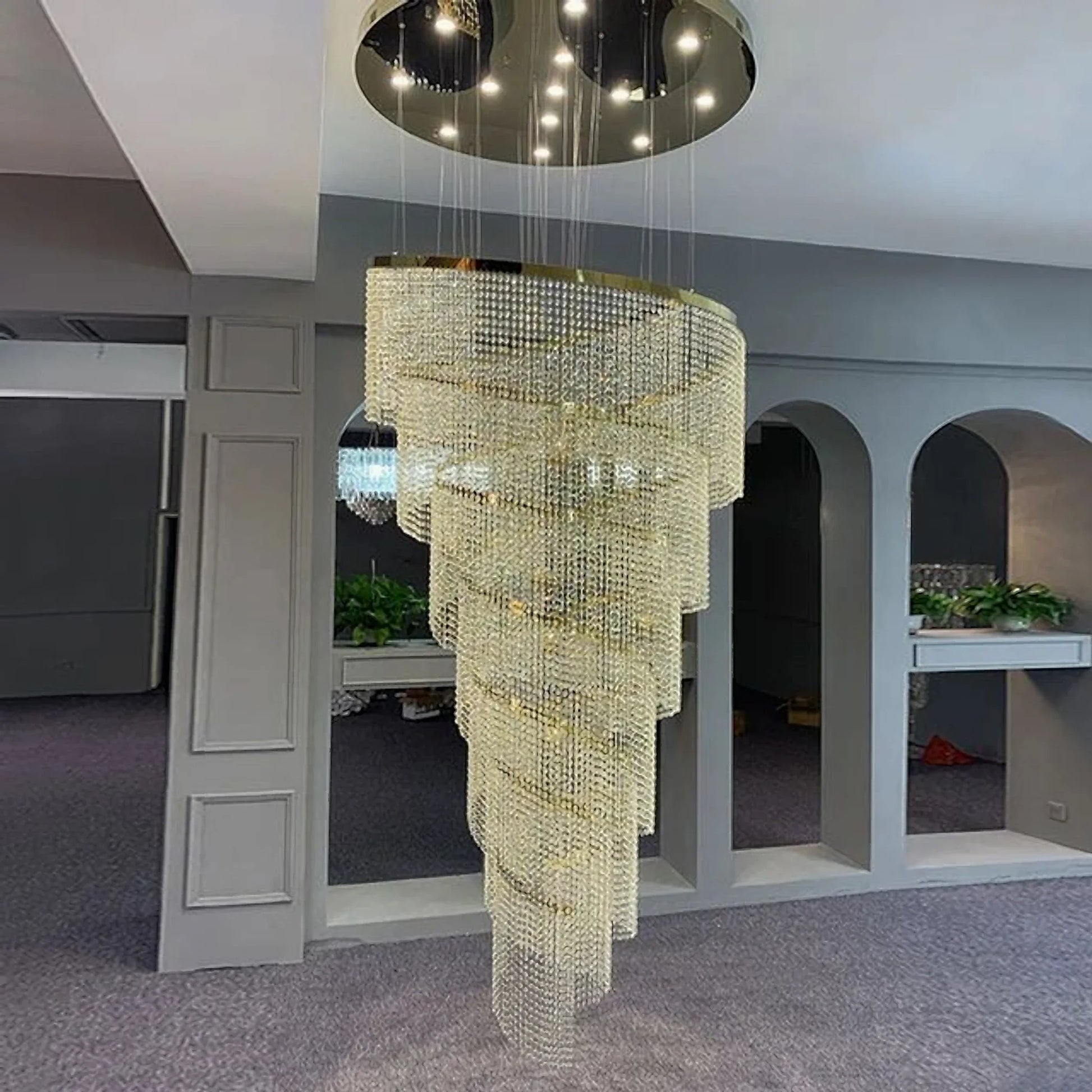 Tarn Crystal Circular Spiral Chandelier - Chandeliers | Lucera Lighting