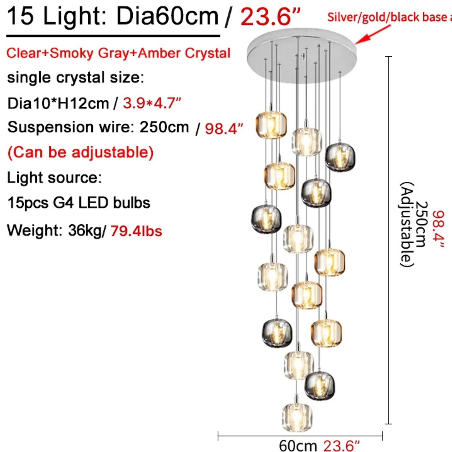 Fennel Modern Crystal Hanging Light Fixtures - Chandeliers | Lucera Lighting