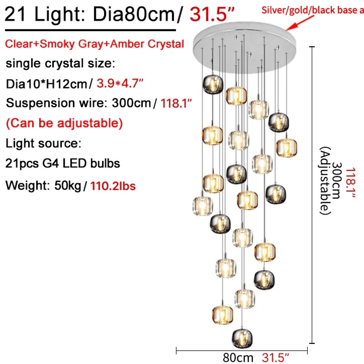 Fennel Modern Crystal Hanging Light Fixtures - Chandeliers | Lucera Lighting